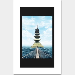 Tower beyond the ocean. Posters and Art